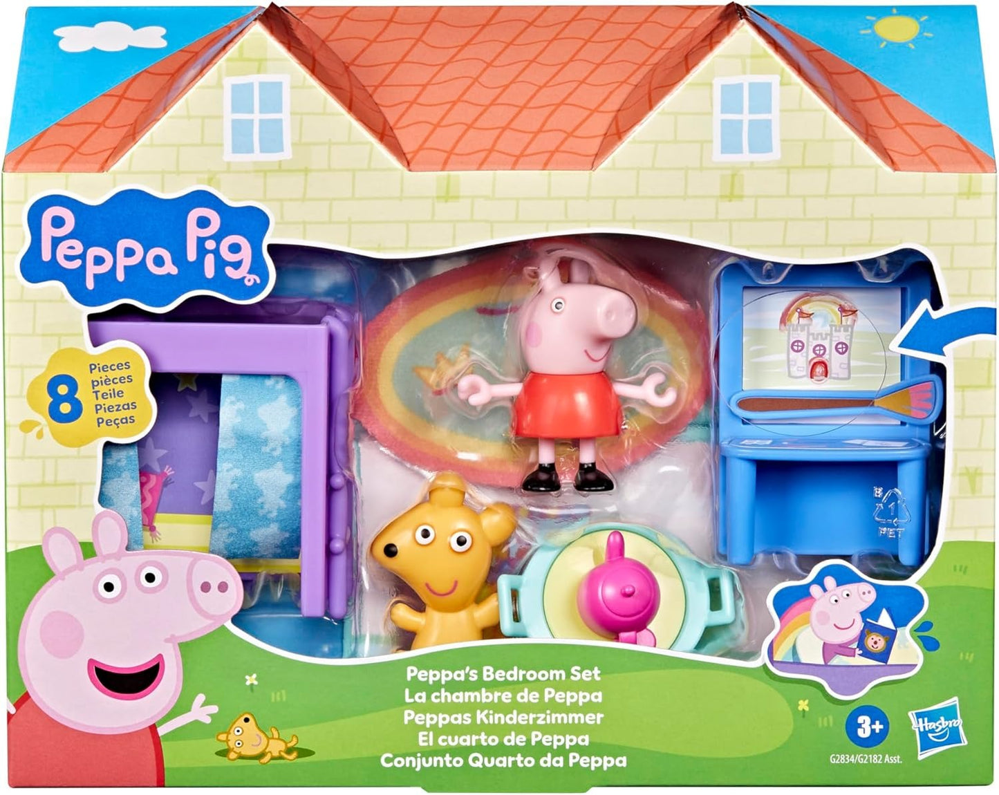 Peppa Pig Peppa's Bedroom Set with 1 Figure and 7 Accessories, Works with Peppa's Big Family House Playset, Preschool Toys for Girls and Boys 3+