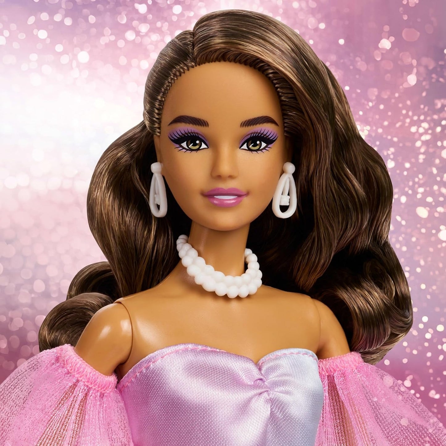 Barbie Signature Birthday Wishes Fashion Doll with Brown Hair in Dress with Pastel Rainbow Effect, Collectible Toy with Giftable Packaging