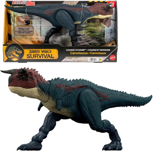 Mattel Jurassic World Dinosaur Action Figure, Running & Biting Carnotaurus with Roar Sounds, Charge N Chomp, Digital Play