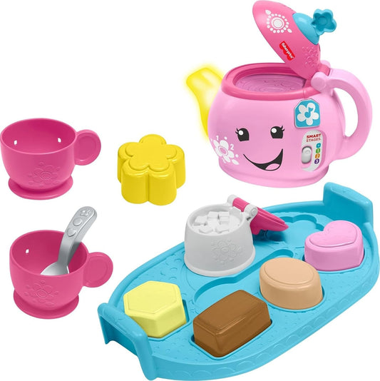 Fisher-Price Toddler Toy Laugh & Learn Sweet Manners Tea Set with Smart Stages Learning Songs for Pretend Play Kids Ages 18+ Months