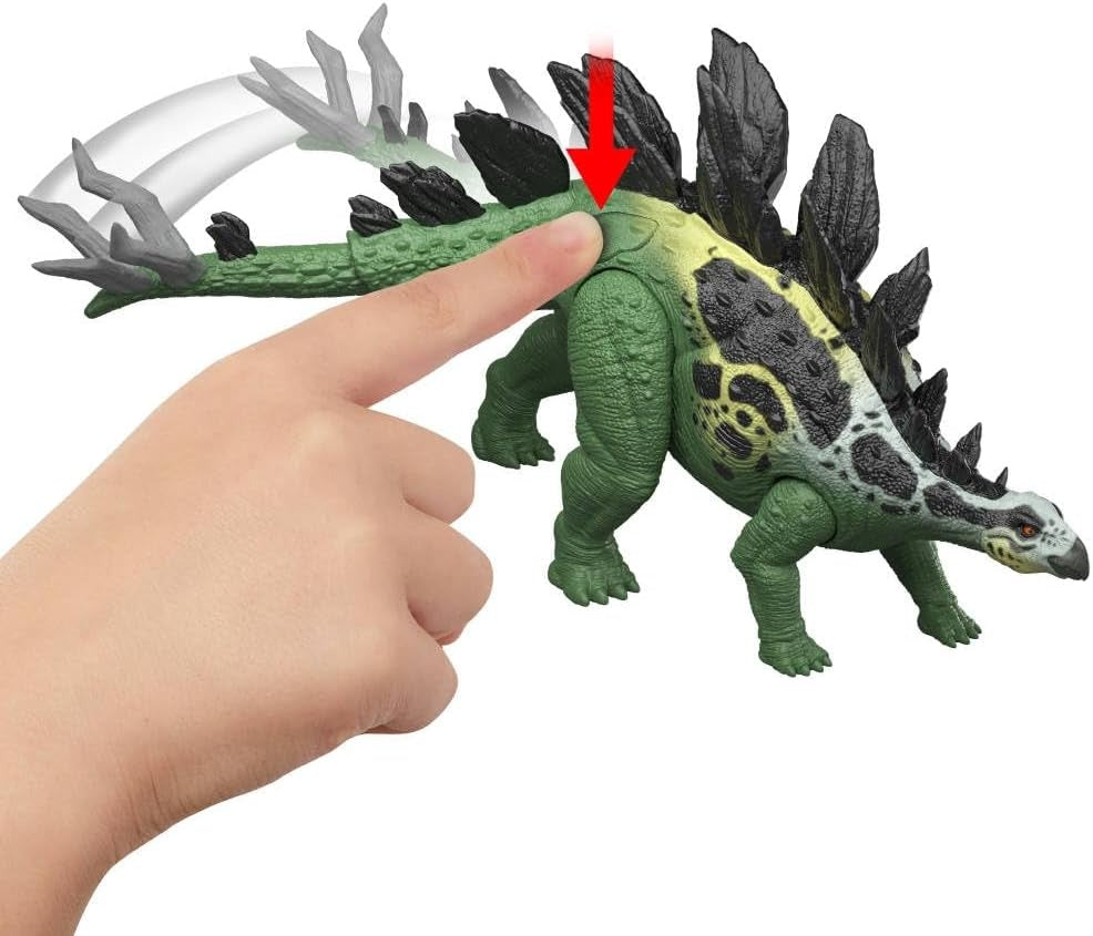 Mattel Jurassic World Dinosaur Figure Toy, Gigantic Thrashers Large Stegosaurus with 2 Attack Action & Evolve Feature, Digital Play