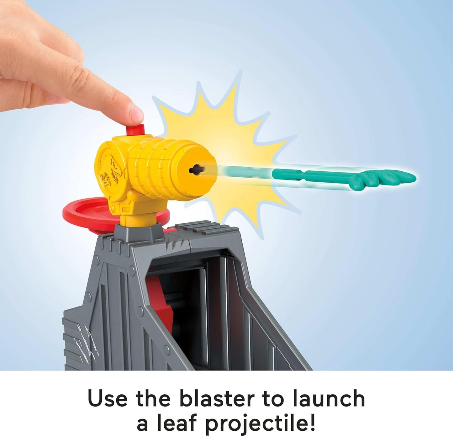 Fisher-Price Imaginext Jurassic World Launcher Set with 4.25-inch Chomping Toy Triceratops Dinosaur, Blaster & Food Projectile