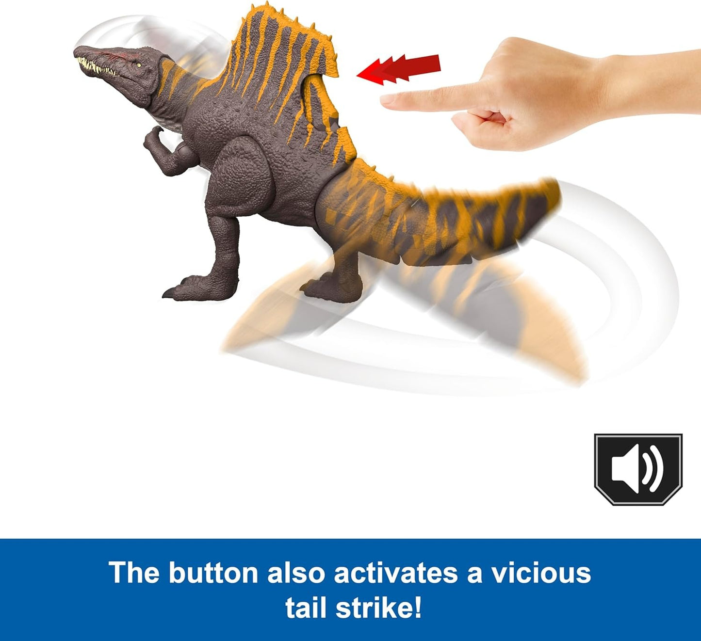 Mattel Jurassic World Rebirth Dinosaur Toy, Tail Thrasher Spinosaurus Action Figure with 2 Attack Moves, Movie-Accurate & Posable, Digital Play
