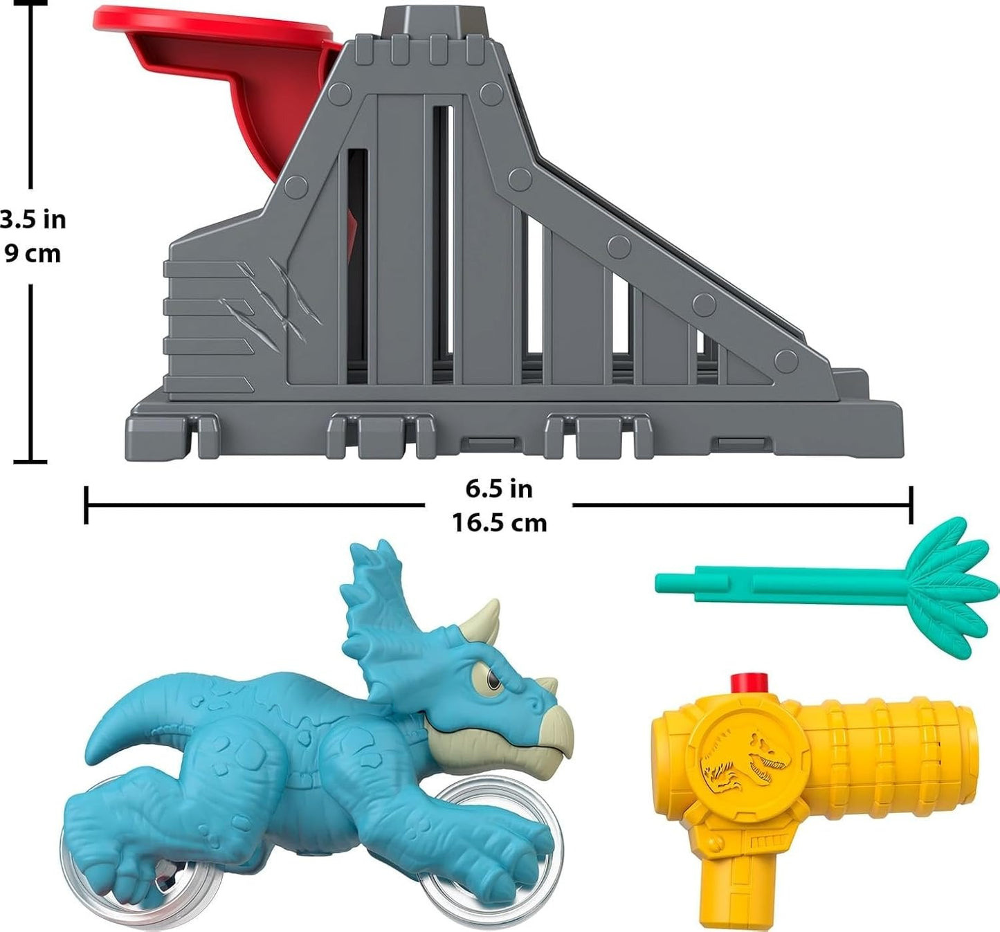 Fisher-Price Imaginext Jurassic World Launcher Set with 4.25-inch Chomping Toy Triceratops Dinosaur, Blaster & Food Projectile