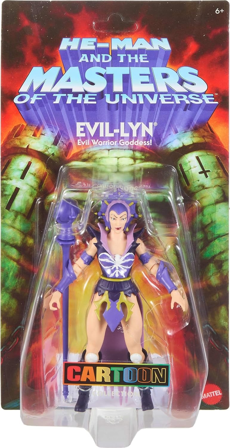 Masters of The Universe Origins Action Figure 200X Cartoon Collection Evil-Lyn, 5.5 Inch 1980s Motu TV Villainess, Detailed Design & Wand Accessory