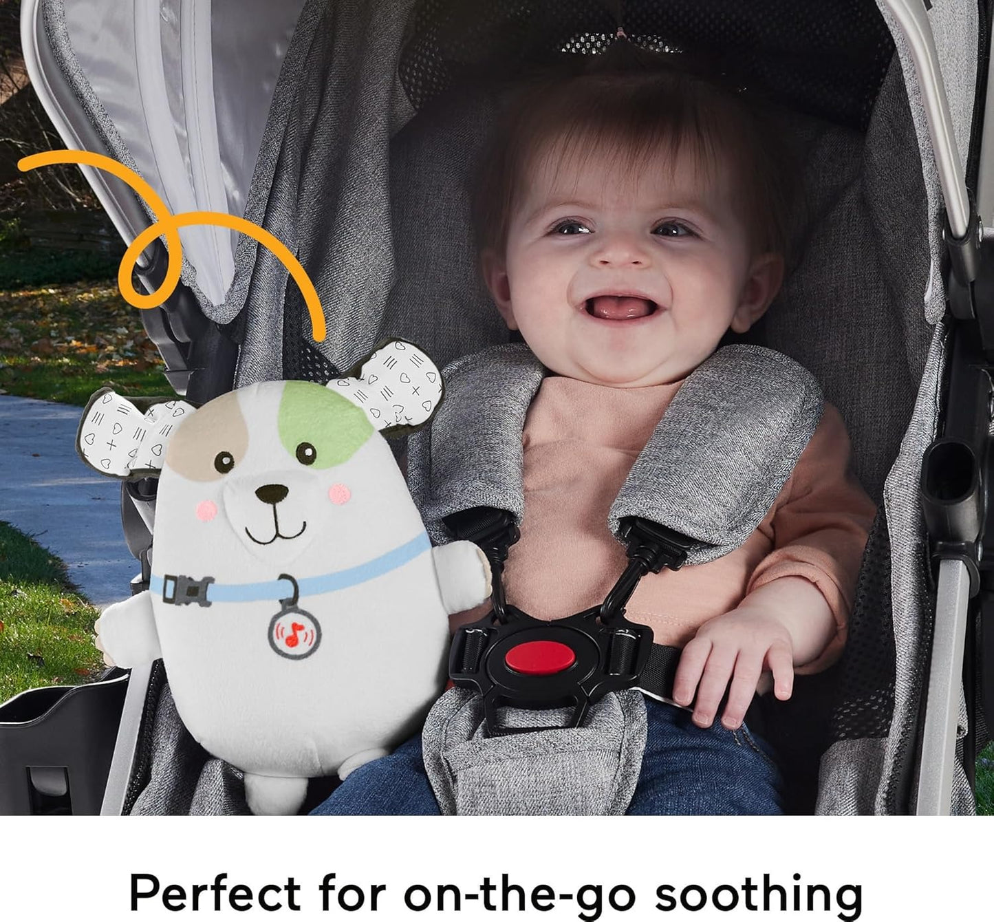 Fisher-Price Baby Toy Calming Vibes Puppy Soother Plush Portable Sound Machine with Vibrations for Newborns 0+ Months