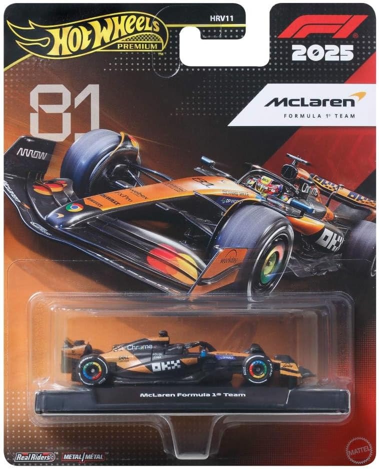 Hot Wheels 1:64 Scale Premium Die-Cast Formula 1 Collectible Toy Race Car with Real Riders Tires & Metal/Metal Body & Chassis (Styles May Vary)