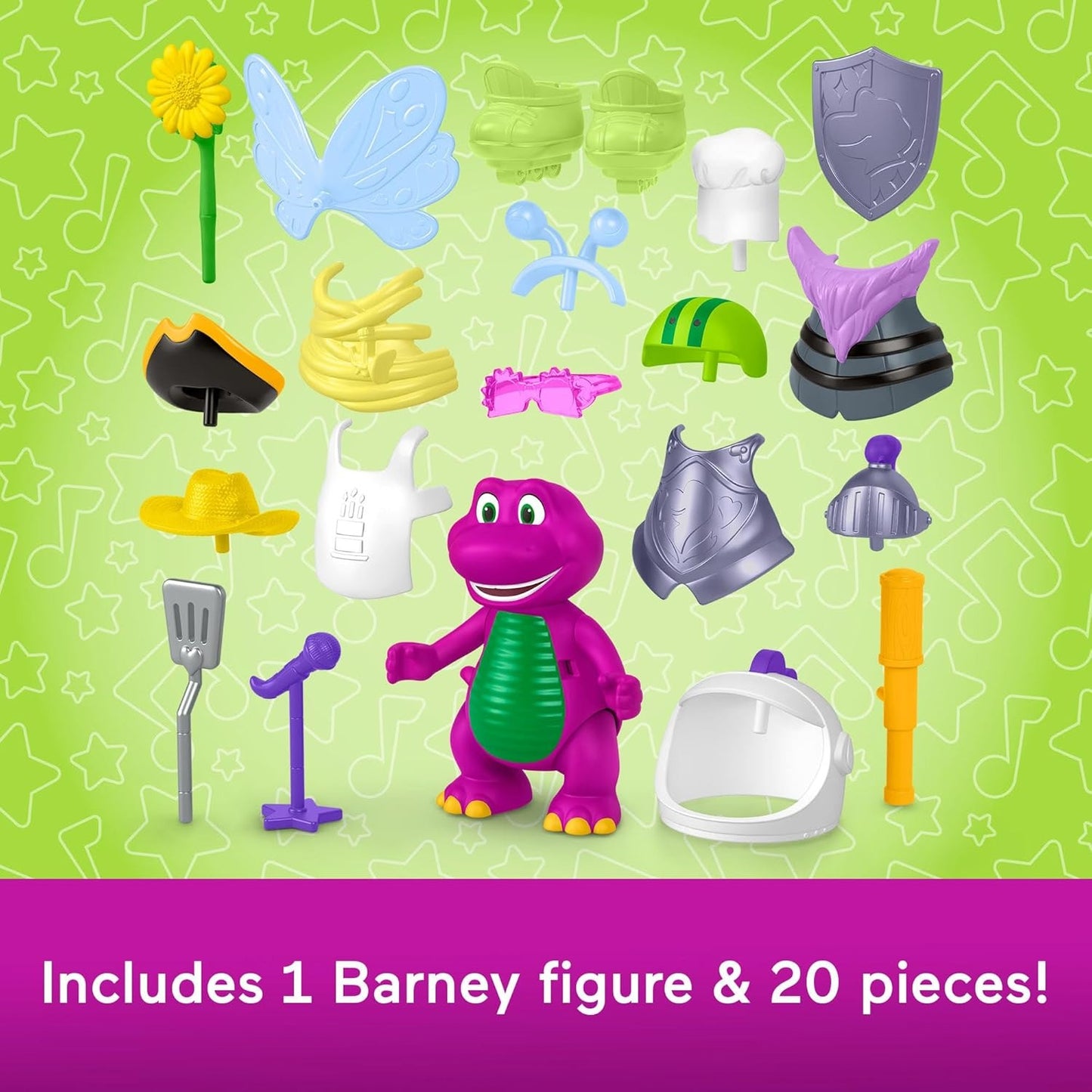 Barney World Toddler Toys, Dress Up, 1 Figure & 20 Pieces for Pretend Play, Kids Ages 2+ Years