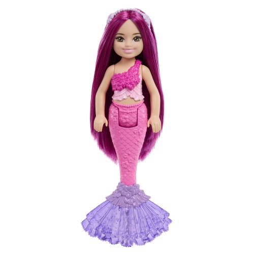 Barbie Chelsea Mermaid Small Doll (6-Inch) with Pink Hair Wearing Removable Crown Accessory, 6-inch Toy