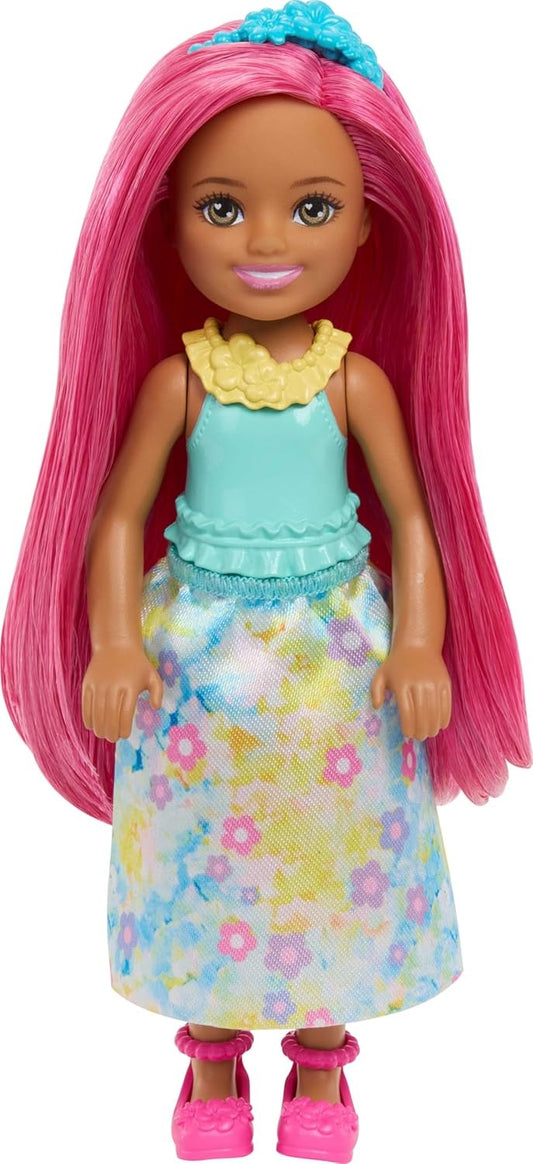Barbie Chelsea Royal Small Doll (6-Inch) with Pink Hair Wearing Removable Skirt, Shoes & Hair Accessory, 6-inch Toy