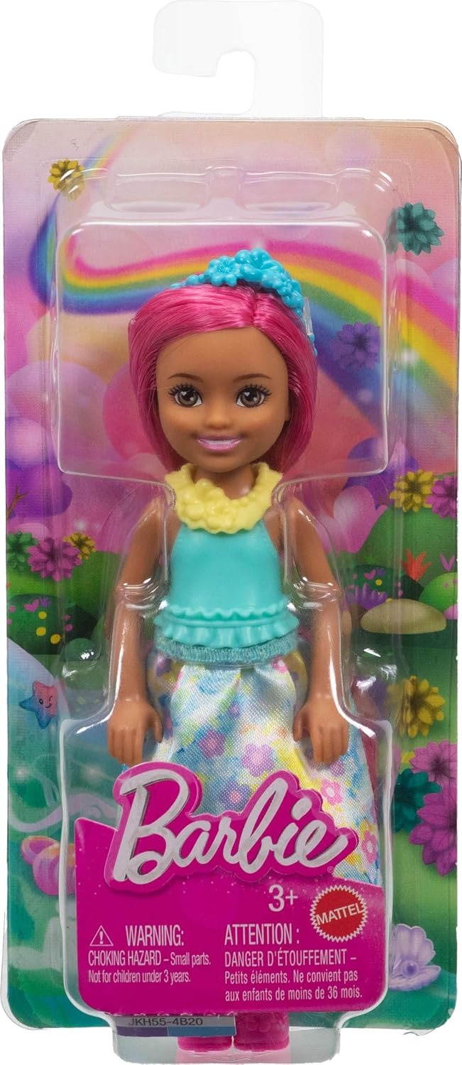 Barbie Chelsea Royal Small Doll (6-Inch) with Pink Hair Wearing Removable Skirt, Shoes & Hair Accessory, 6-inch Toy