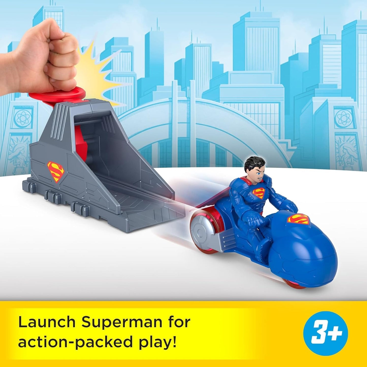Fisher-Price Imaginext DC Super Friends, Launcher Set with 3-inch Superman Action Figure, Toy Vehicle & Housing Unit Inspired by DC Universe
