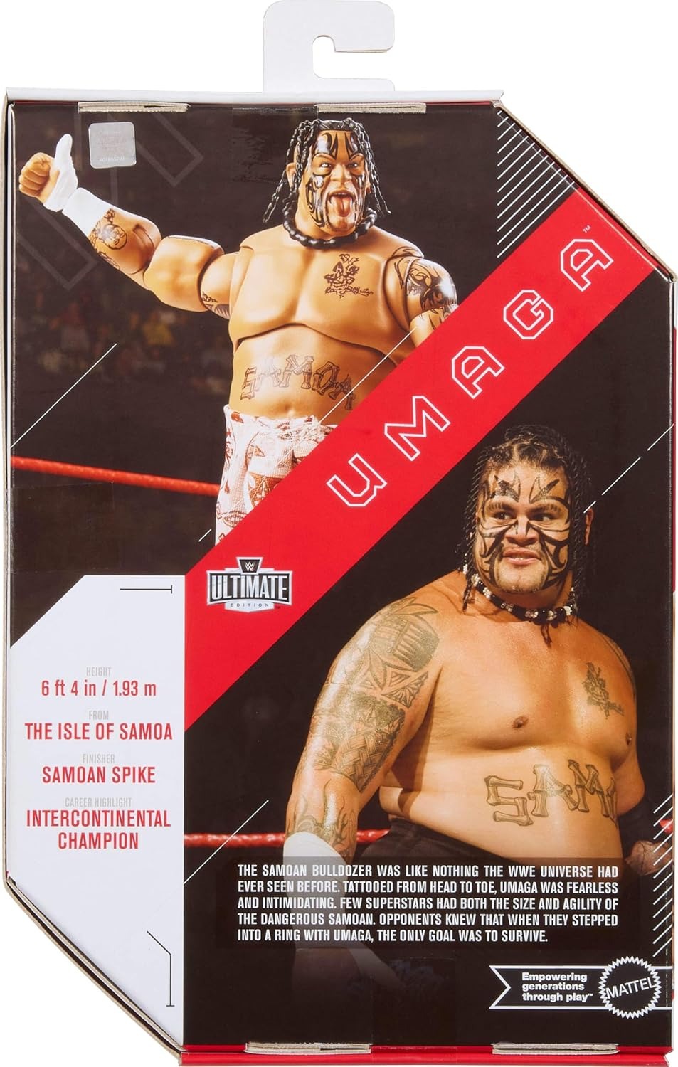 Mattel WWE Ultimate Edition Action Figure & Accessories Set Umaga 6-inch Collectible with Swappable Heads & Hands, 30 Articulation Points