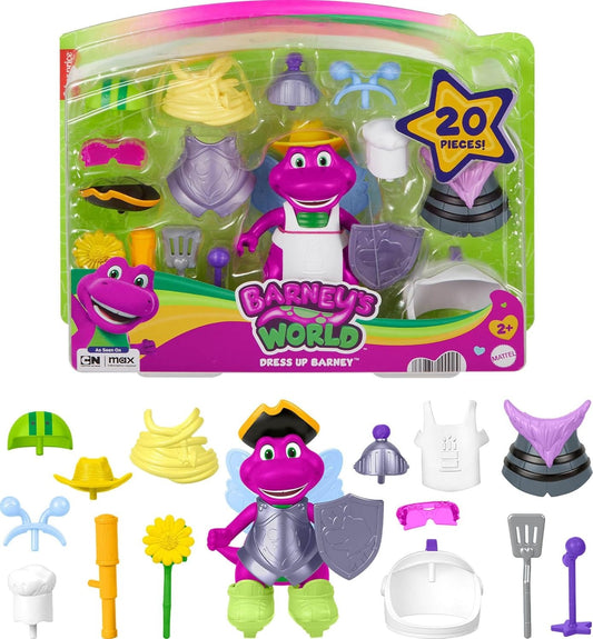 Barney World Toddler Toys, Dress Up, 1 Figure & 20 Pieces for Pretend Play, Kids Ages 2+ Years